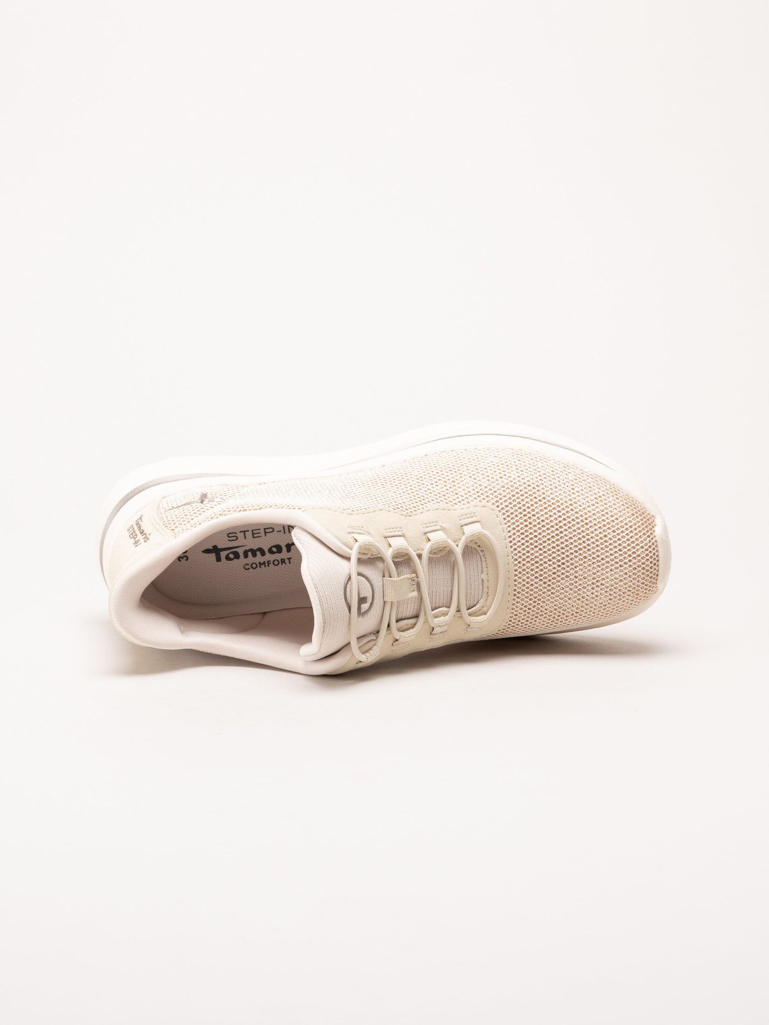 Tamaris - Wide fit - Beige sneakers i textil