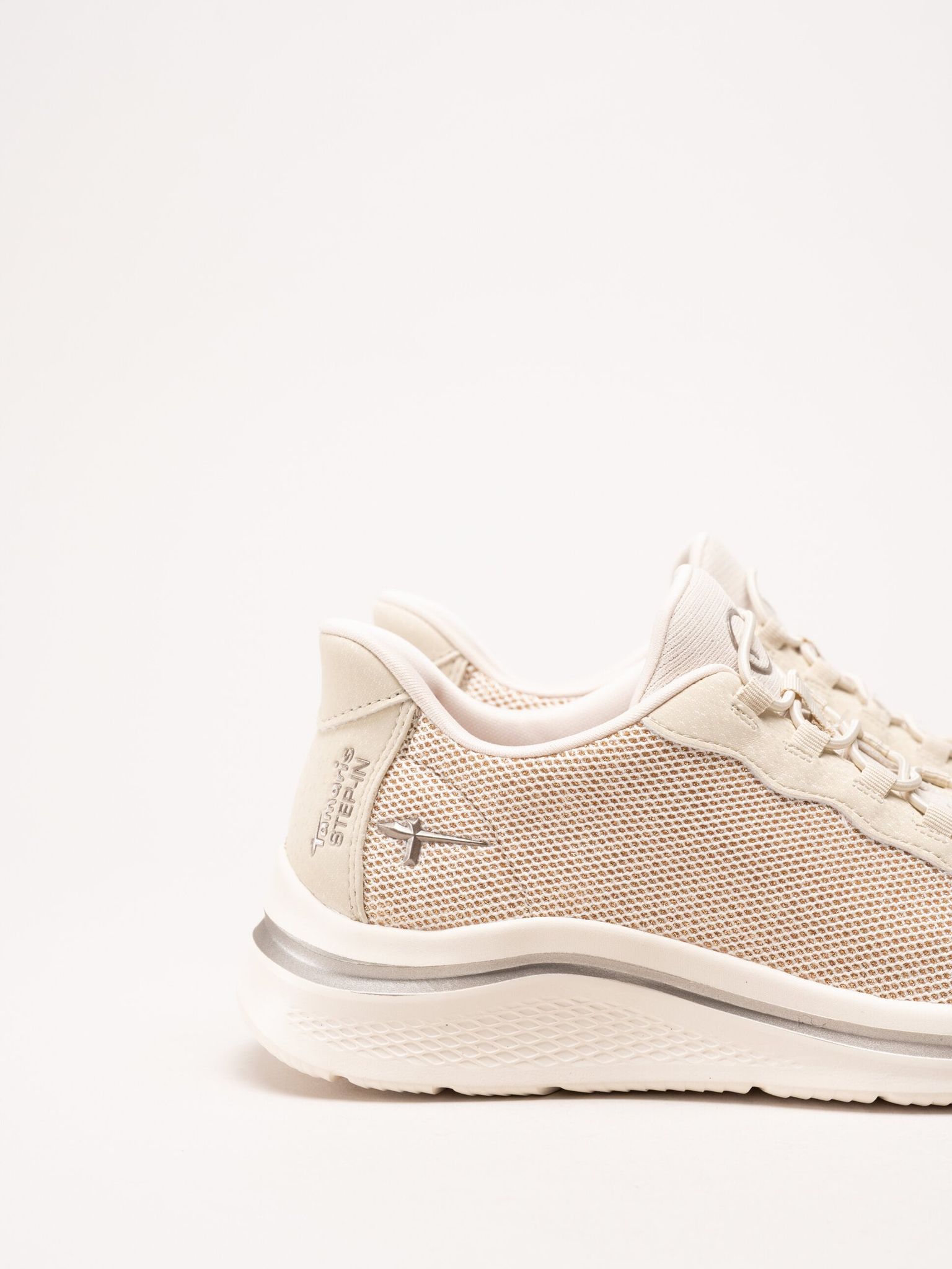 Tamaris - Wide fit - Beige sneakers i textil