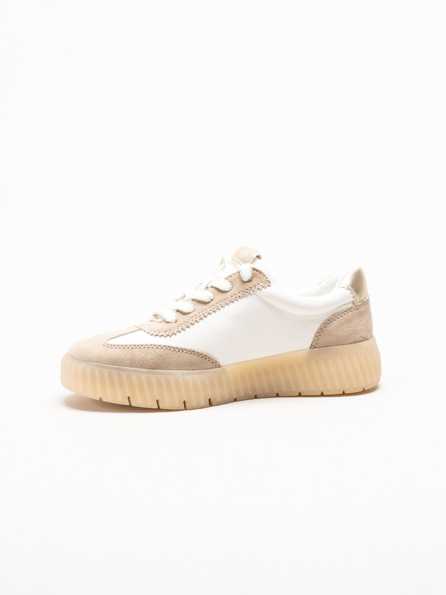 Tamaris Comfort - Beige sneakers i skinn och mocka