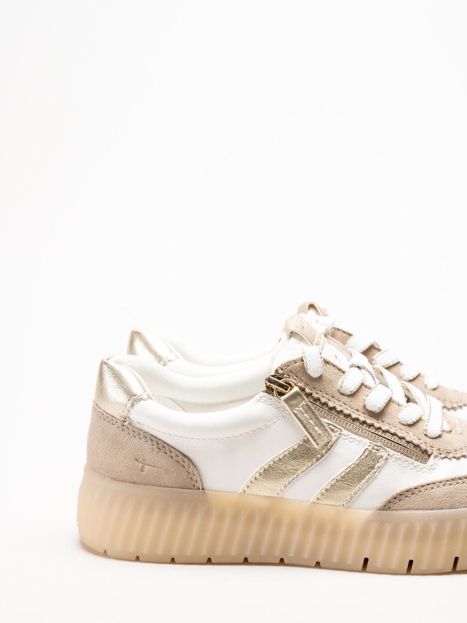 Tamaris Comfort - Beige sneakers i skinn och mocka