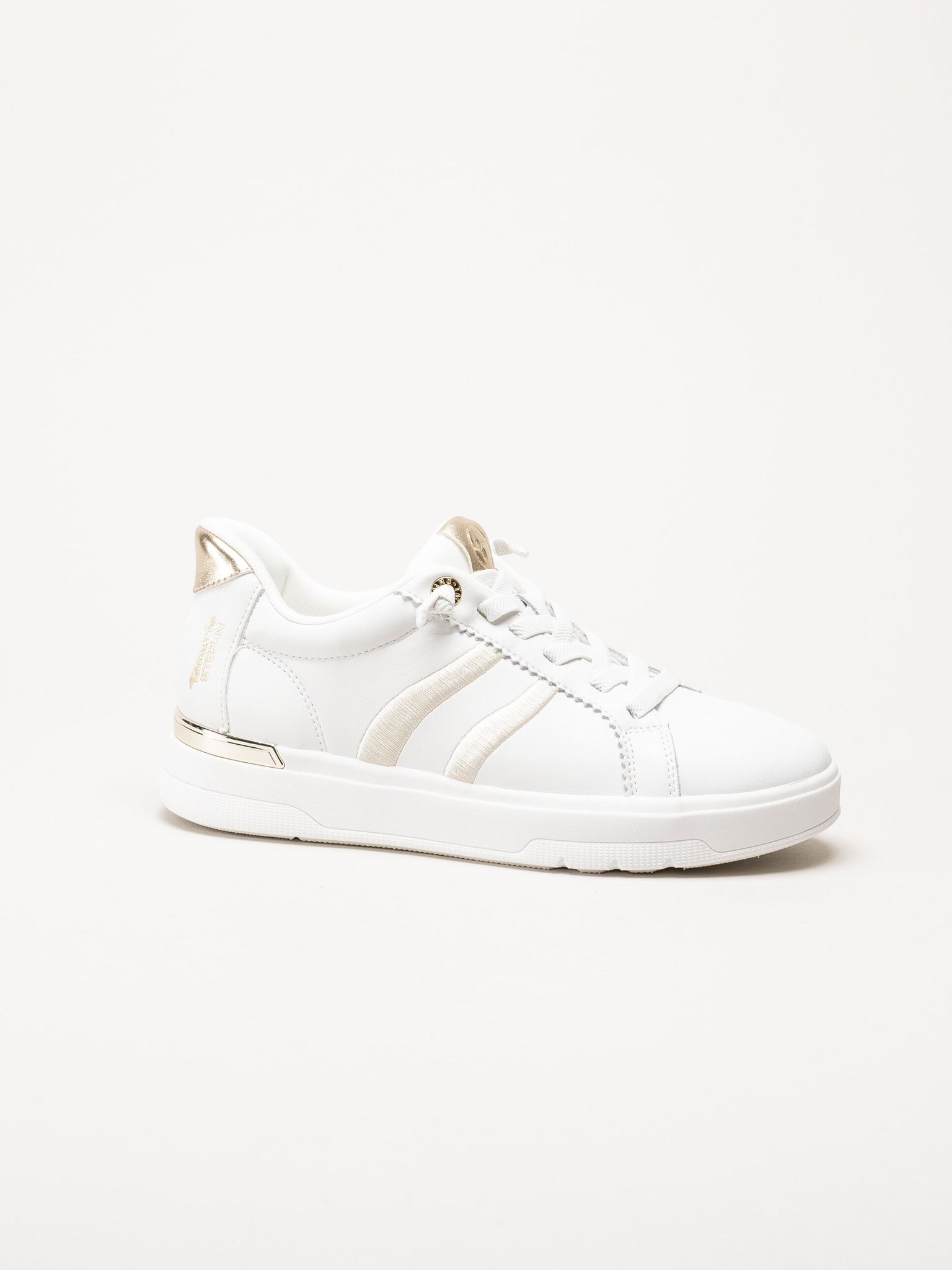 Tamaris - Wide fit - Vita sneakers i skinn