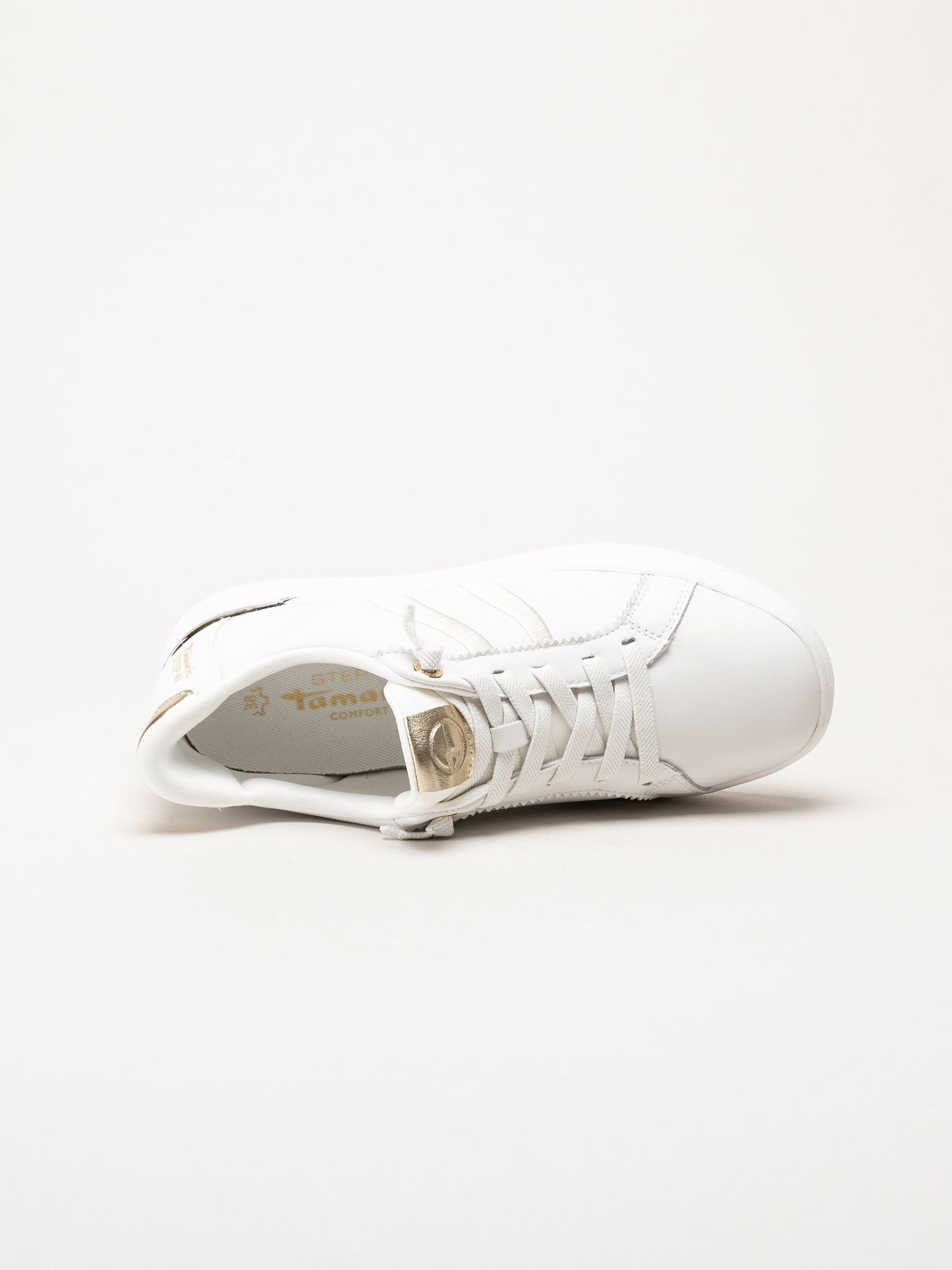Tamaris - Wide fit - Vita sneakers i skinn