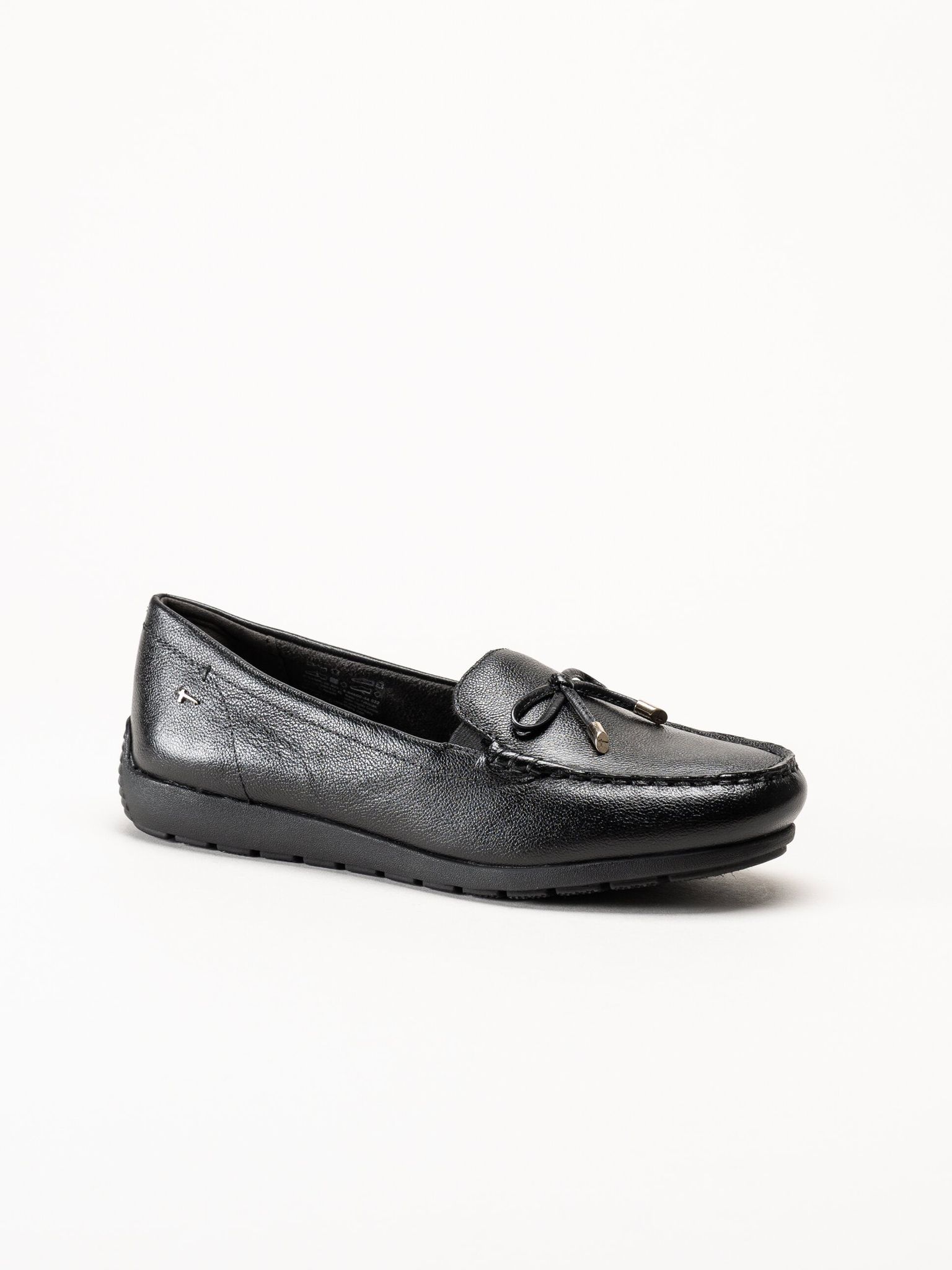 Tamaris Comfort - Svarta loafers i skinn