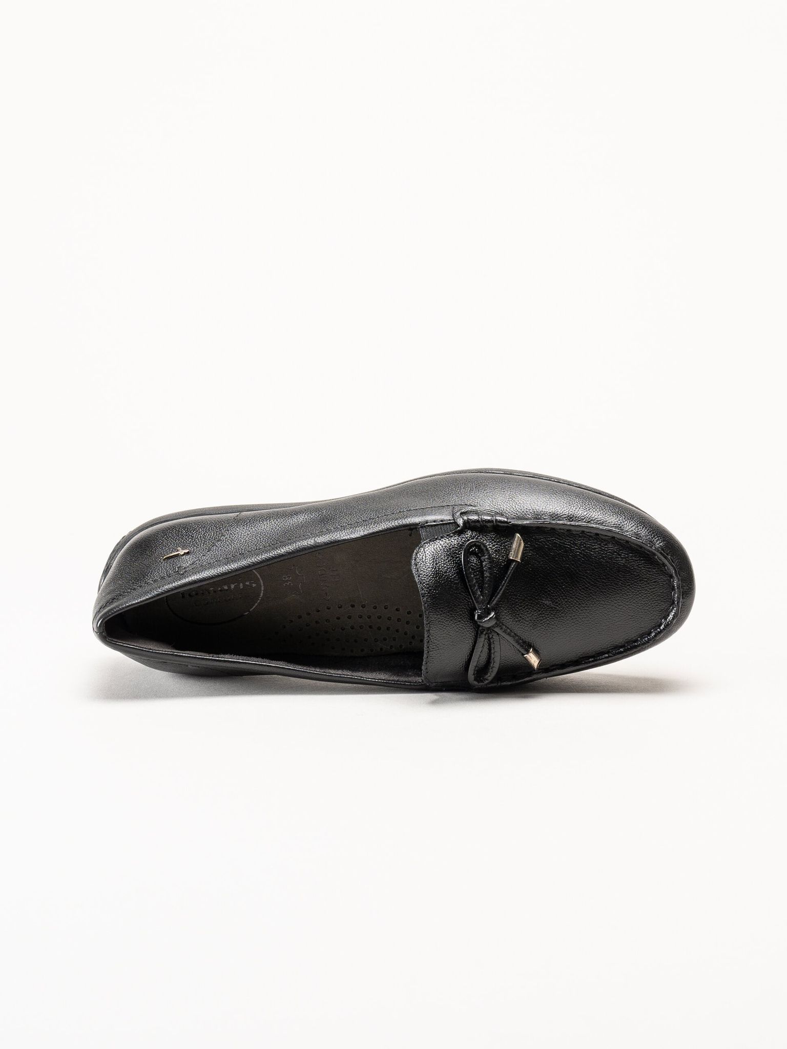 Tamaris Comfort - Svarta loafers i skinn