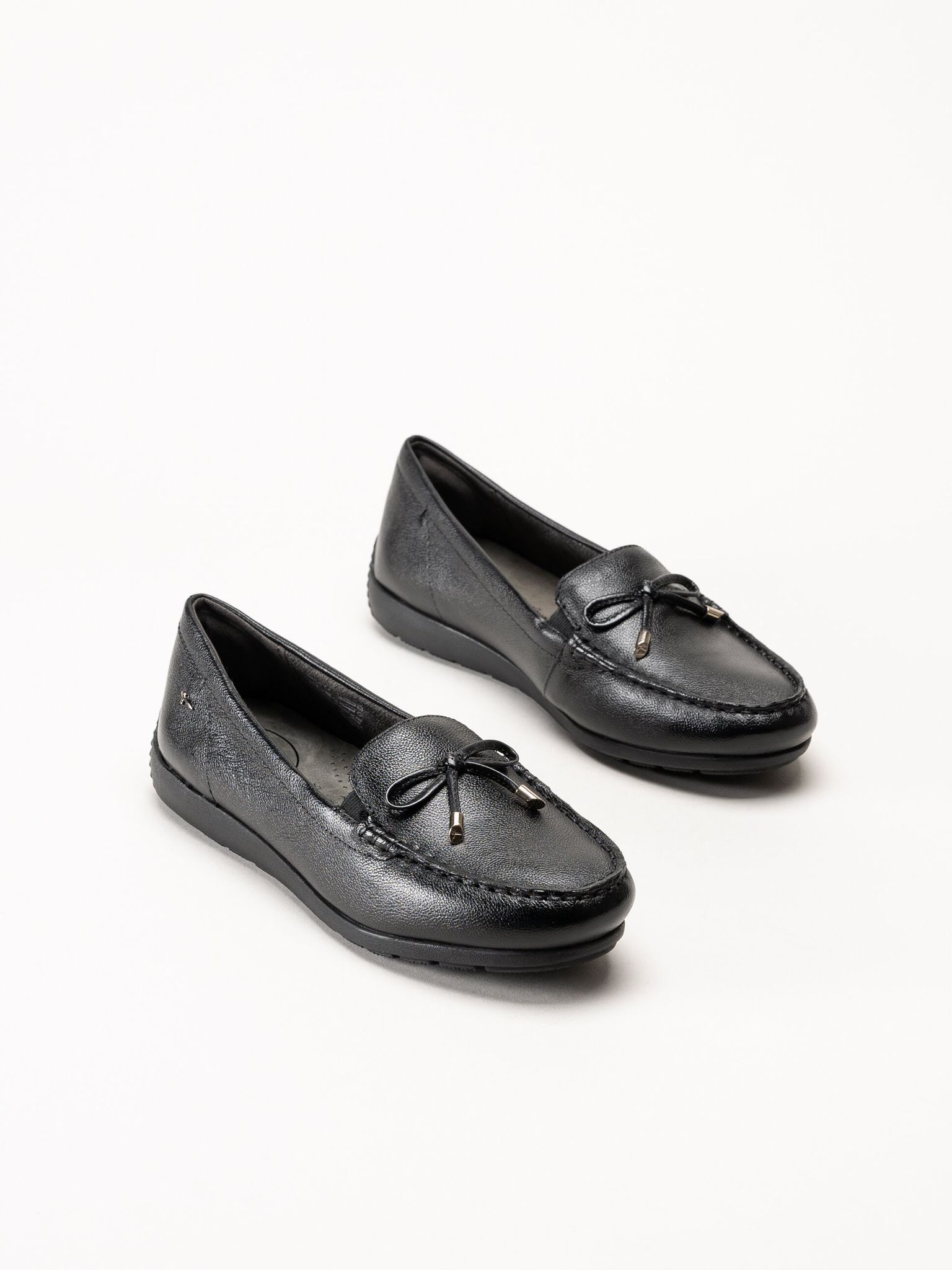 Tamaris Comfort - Svarta loafers i skinn
