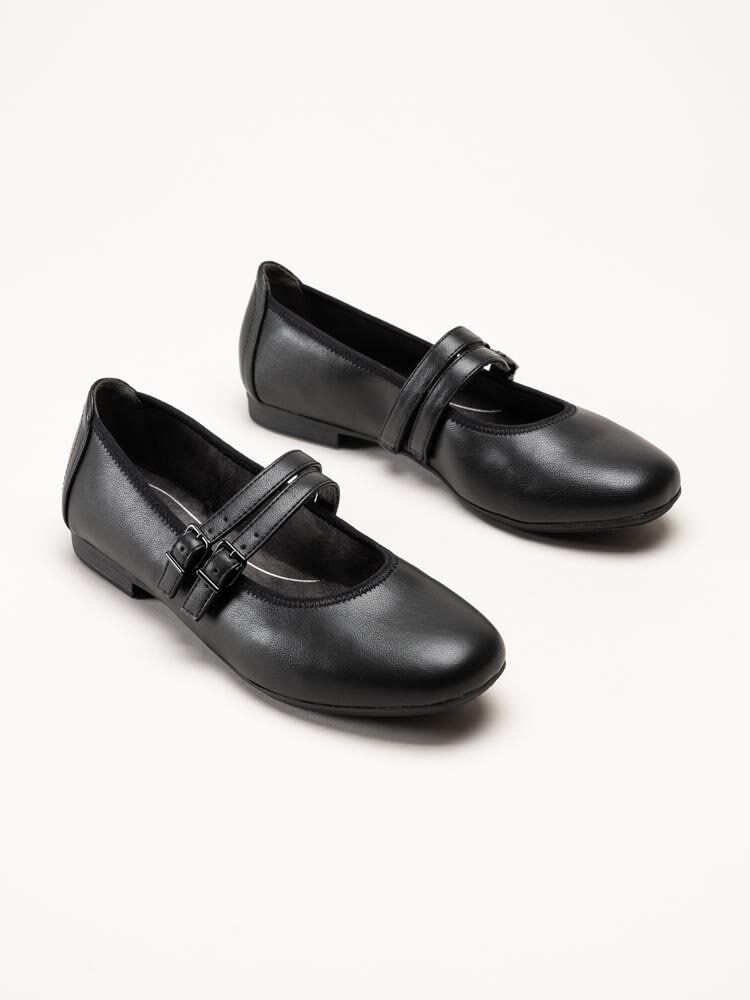Jana - Svarta ballerinaskor med sleif