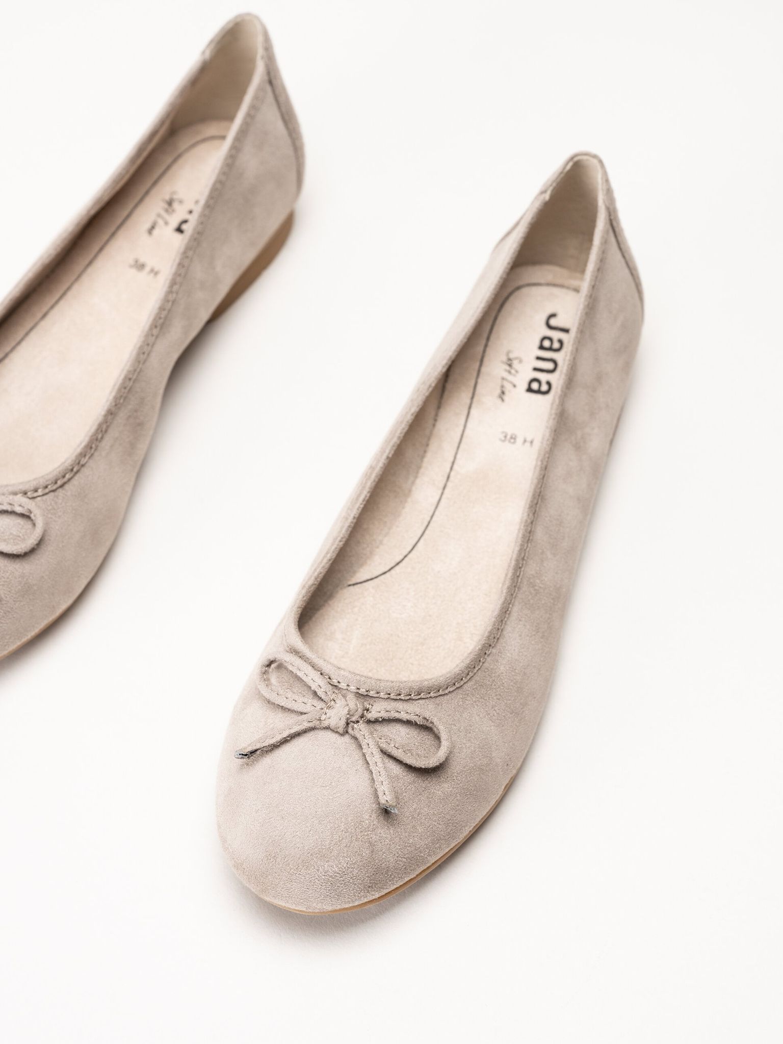 Jana - Beige ballerinaskor i textil