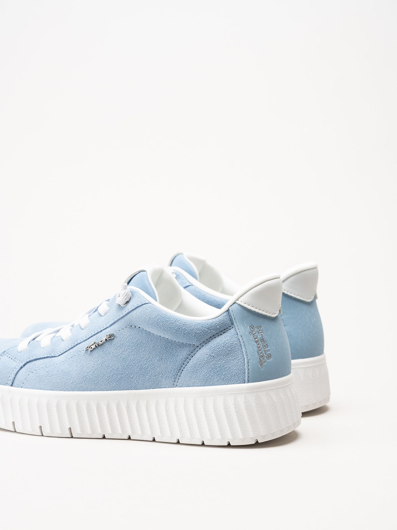 Tamaris - Ljusblå sneakers i mocka