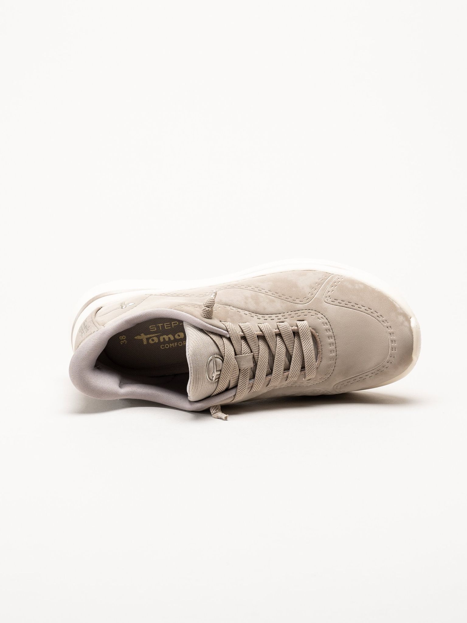 Tamaris Comfort - Beige sneakers i skinnimitation