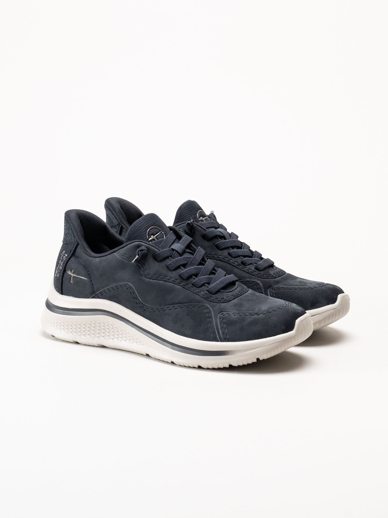 Tamaris Comfort - Mörkblå sneakers i skinnimitation