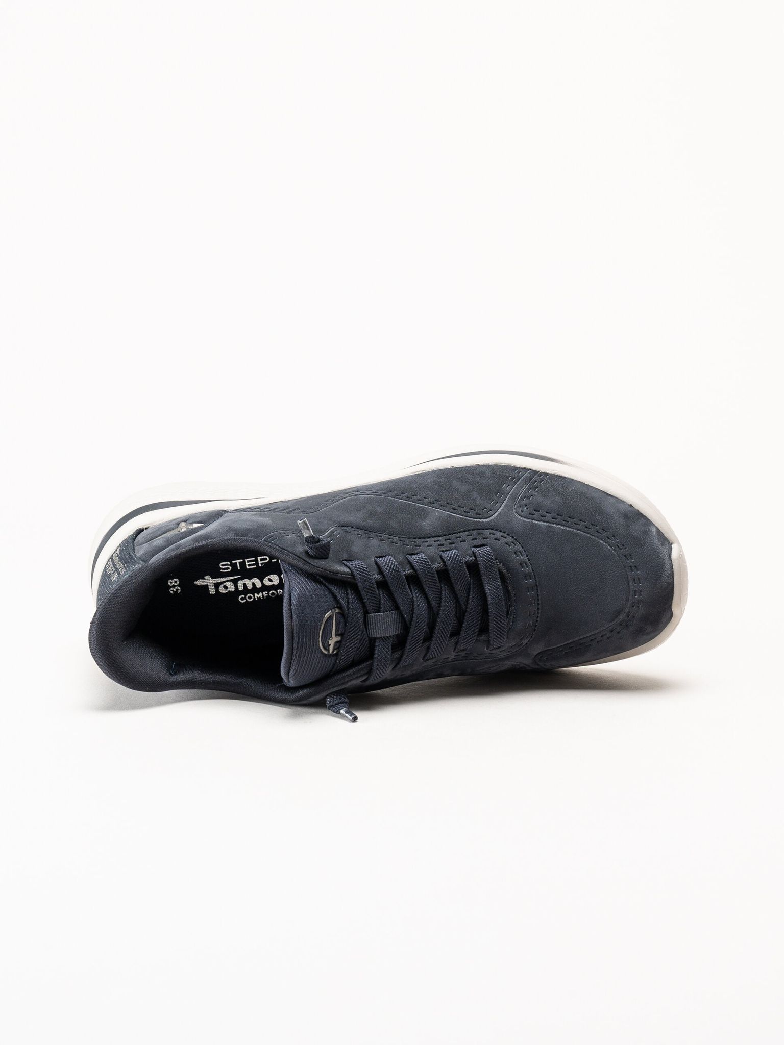 Tamaris Comfort - Mörkblå sneakers i skinnimitation