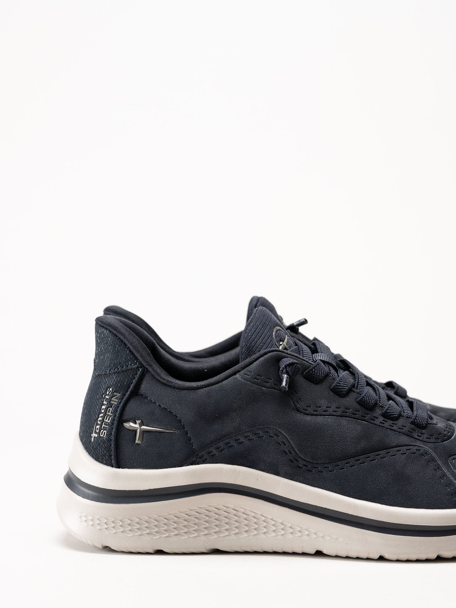 Tamaris Comfort - Mörkblå sneakers i skinnimitation