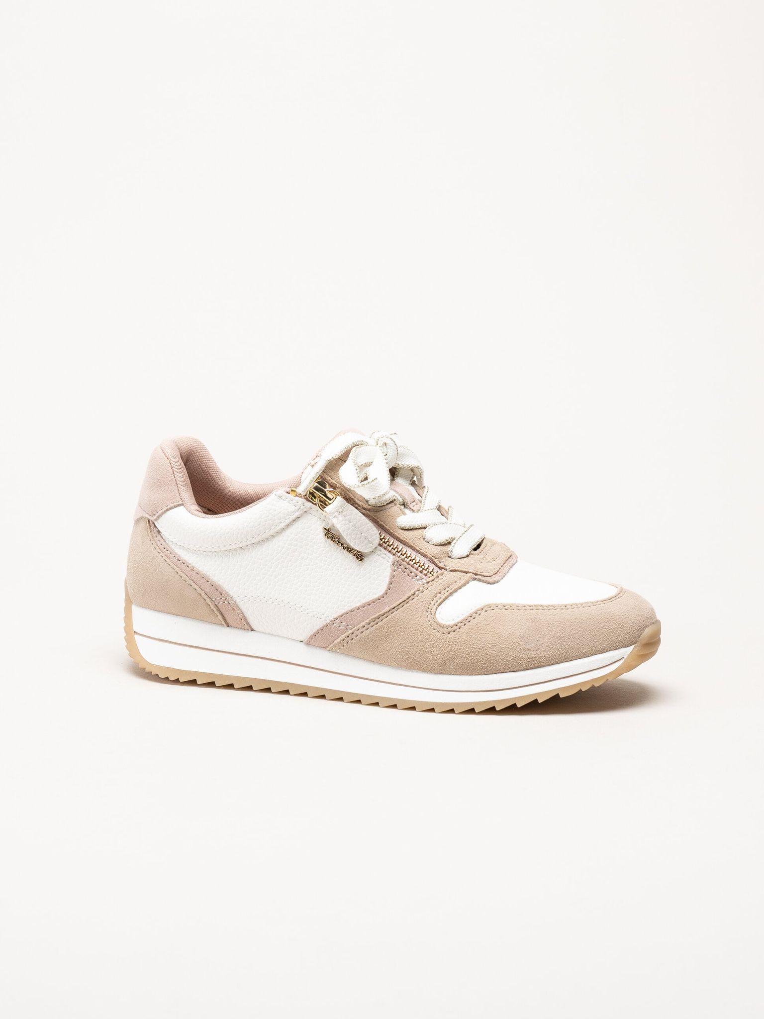 Tamaris - Wide fit - Beige sneakers i mocka