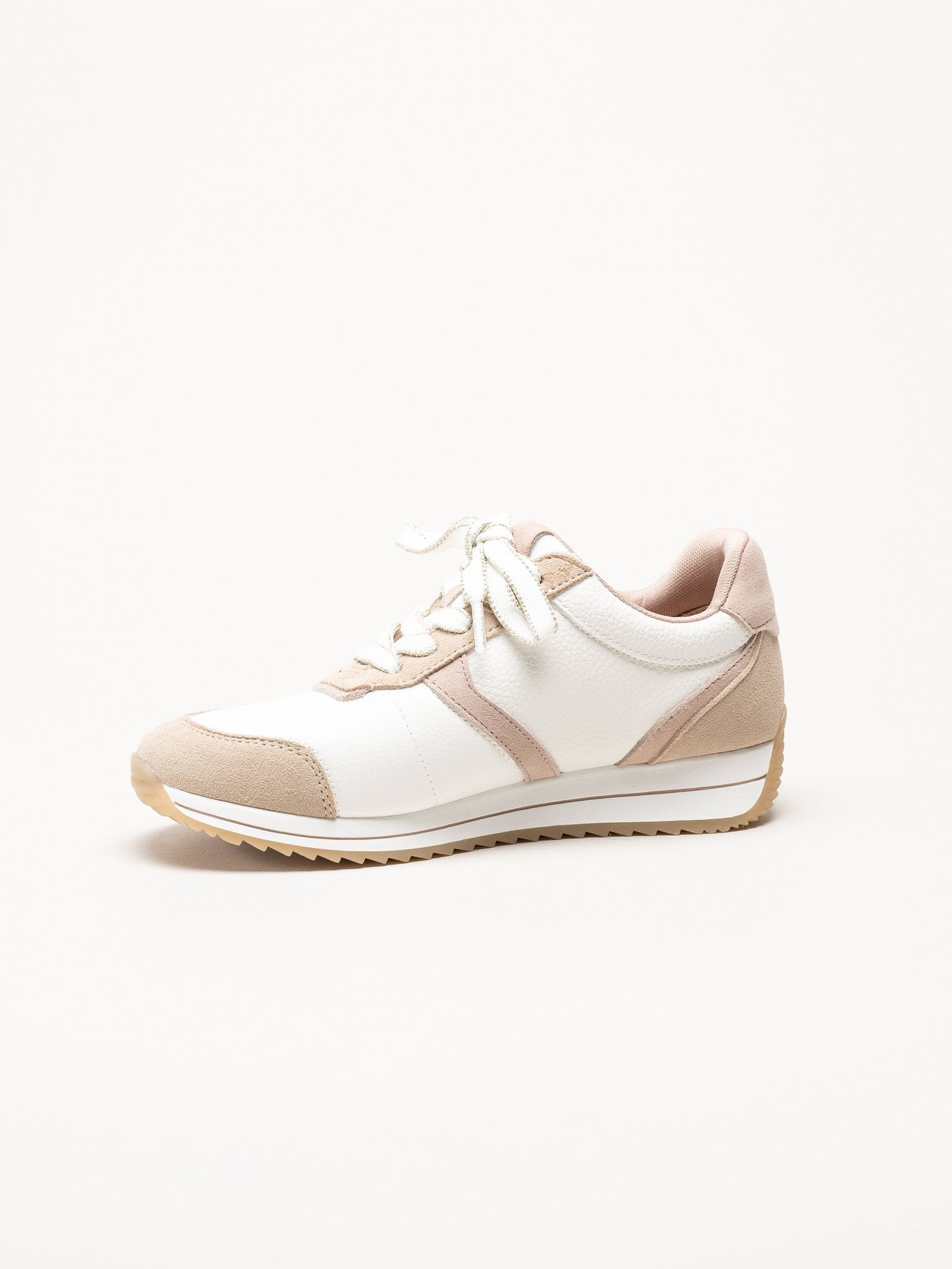 Tamaris - Wide fit - Beige sneakers i mocka