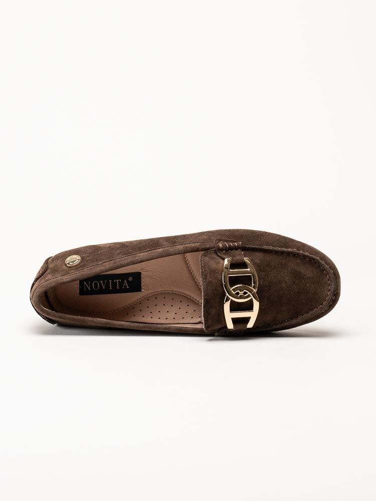 Novita - Parma Royal - Mörkbruna loafers i mocka