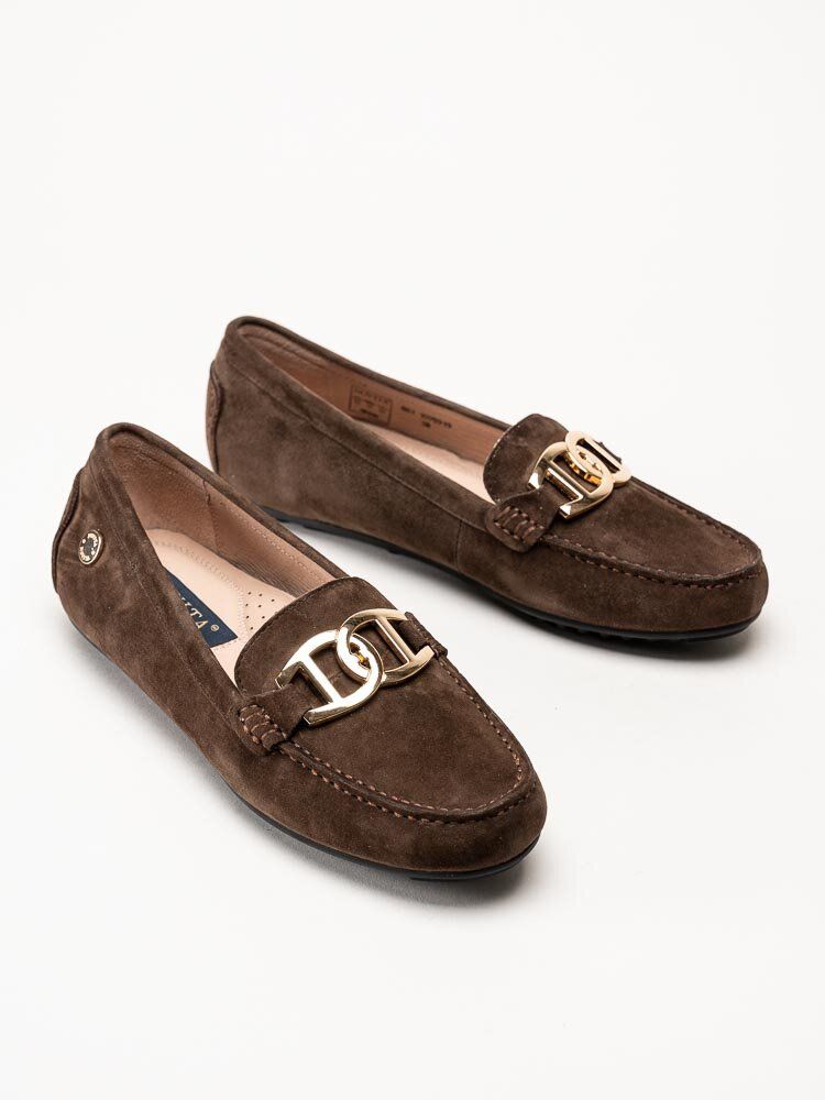 Novita - Parma Royal - Mörkbruna loafers i mocka