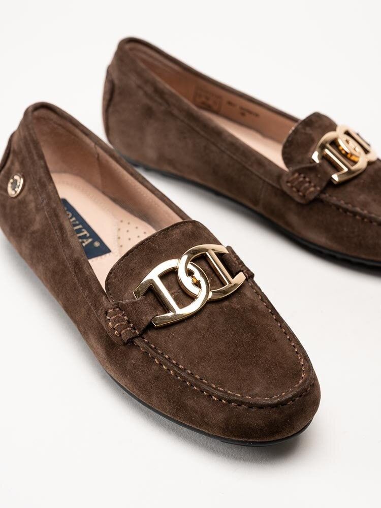 Novita - Parma Royal - Mörkbruna loafers i mocka