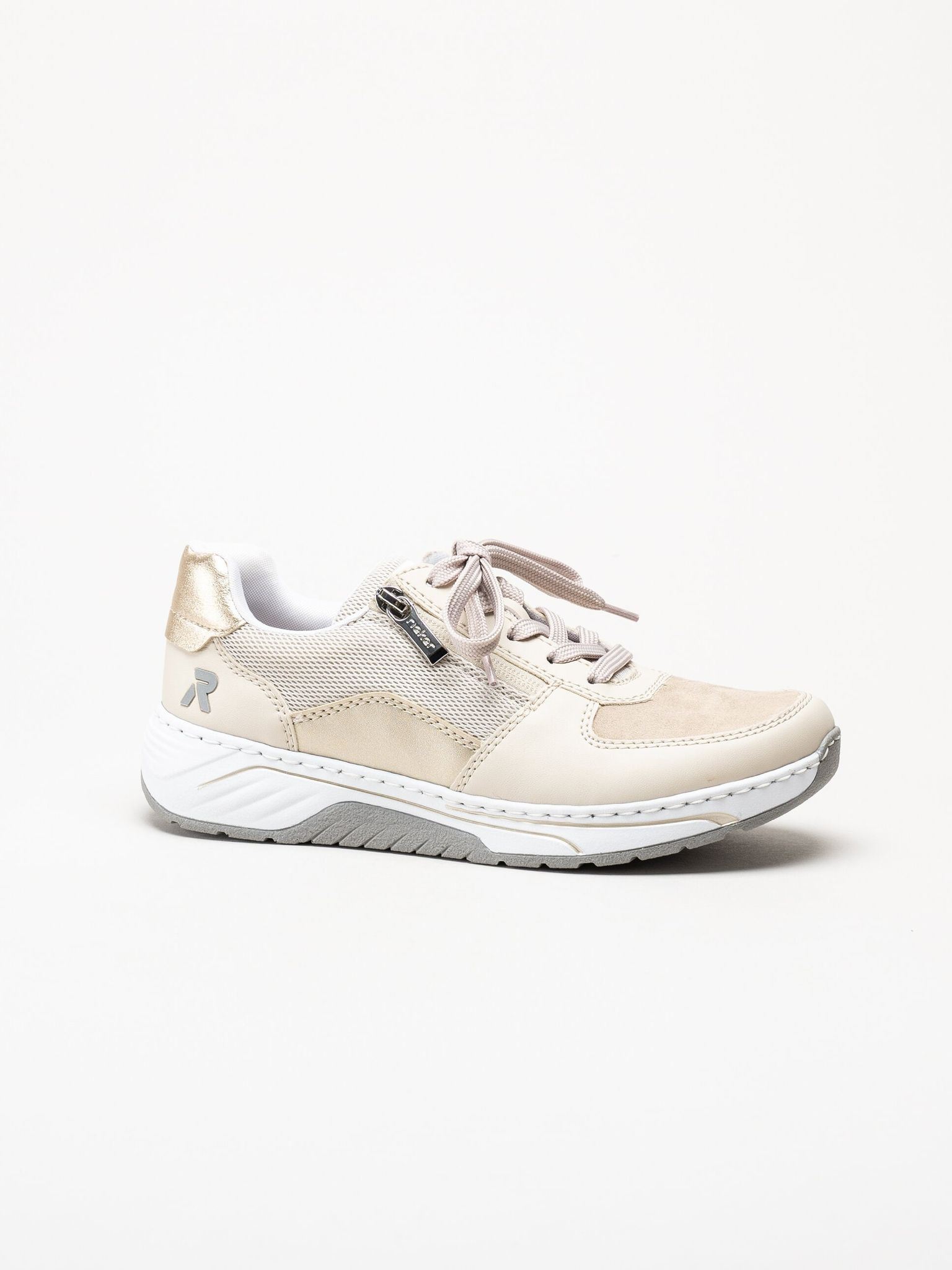 Rieker - Beige sneakers i skinnimitation
