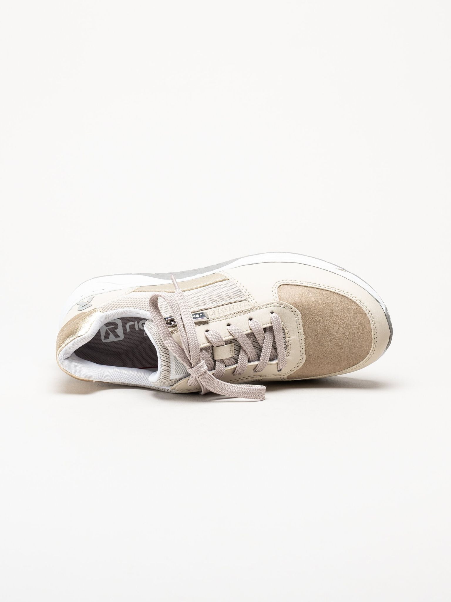 Rieker - Beige sneakers i skinnimitation