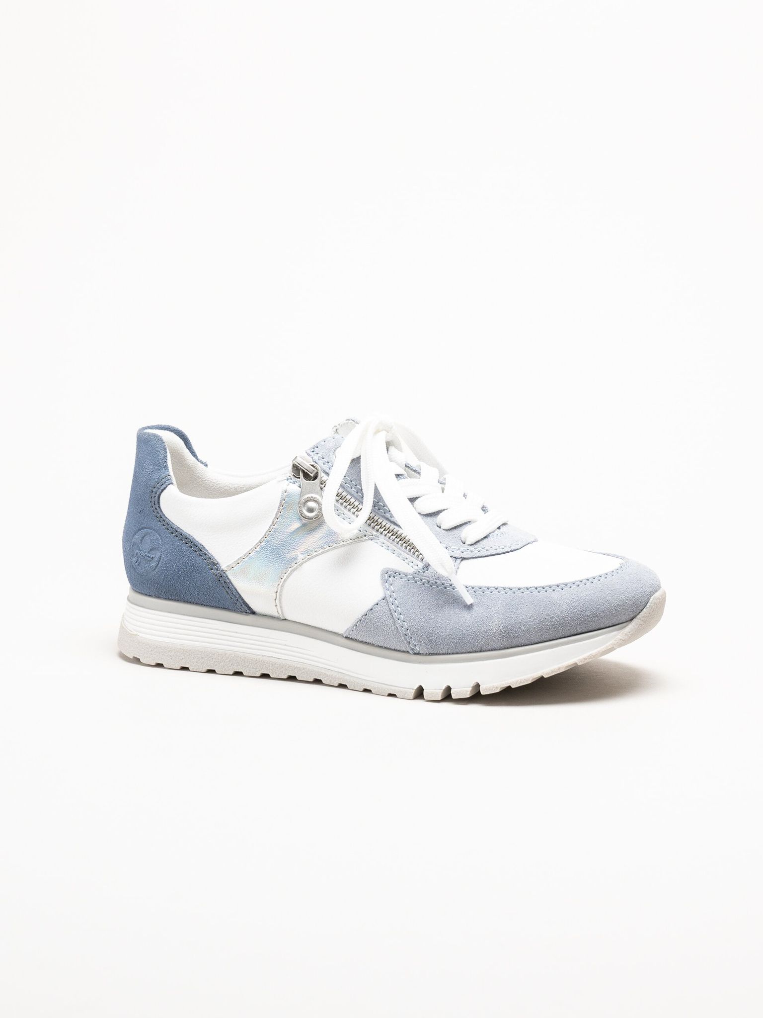 Rieker - Ljusblå sneakers i mocka och skinn