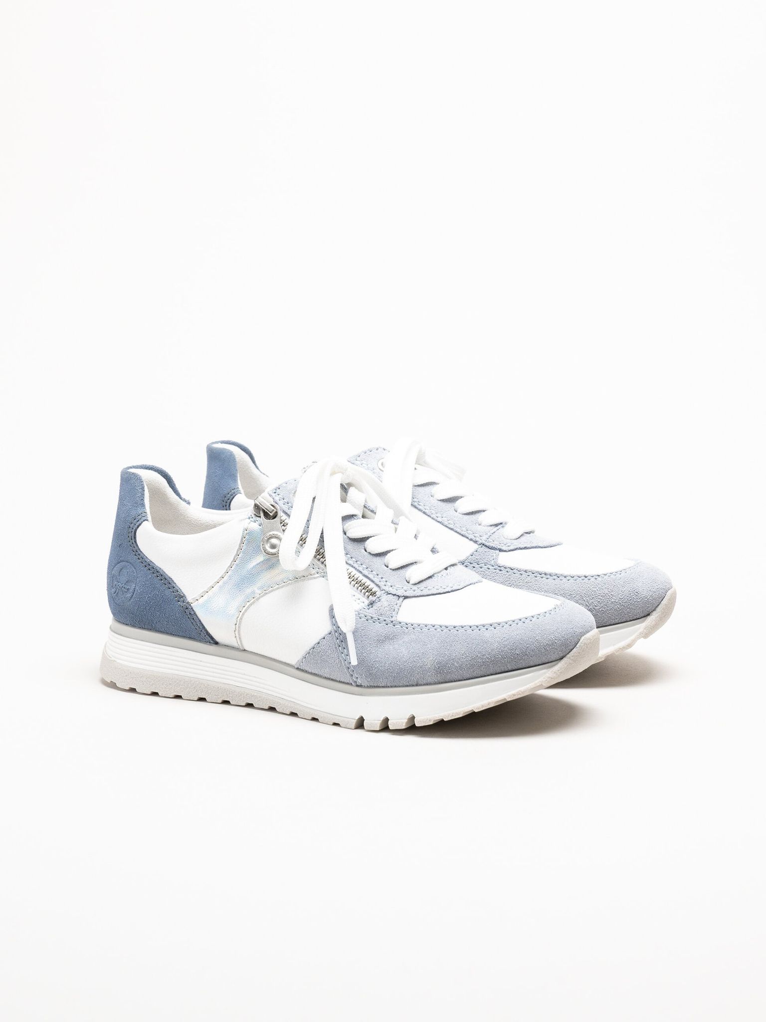 Rieker - Ljusblå sneakers i mocka och skinn