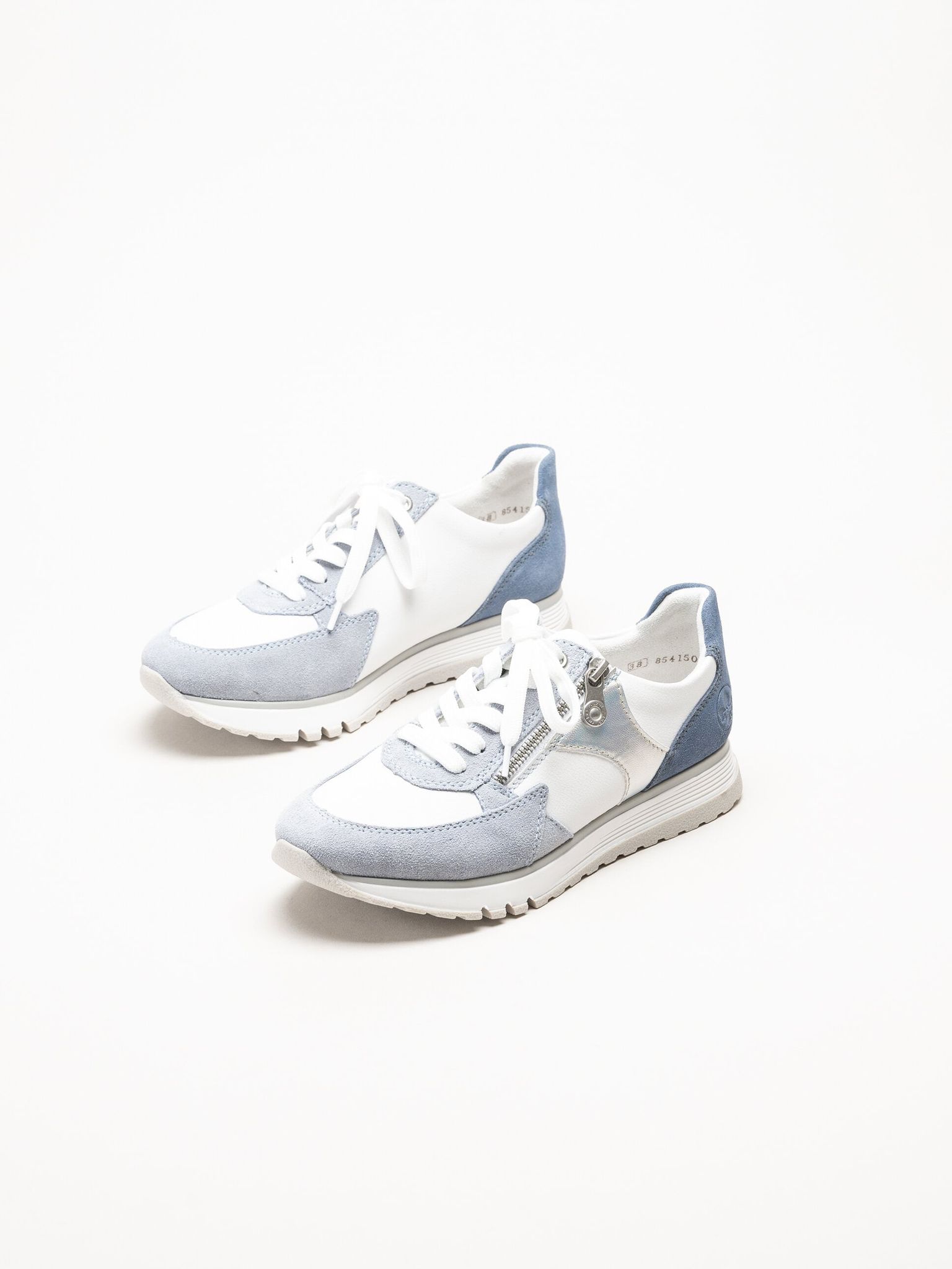 Rieker - Ljusblå sneakers i mocka och skinn