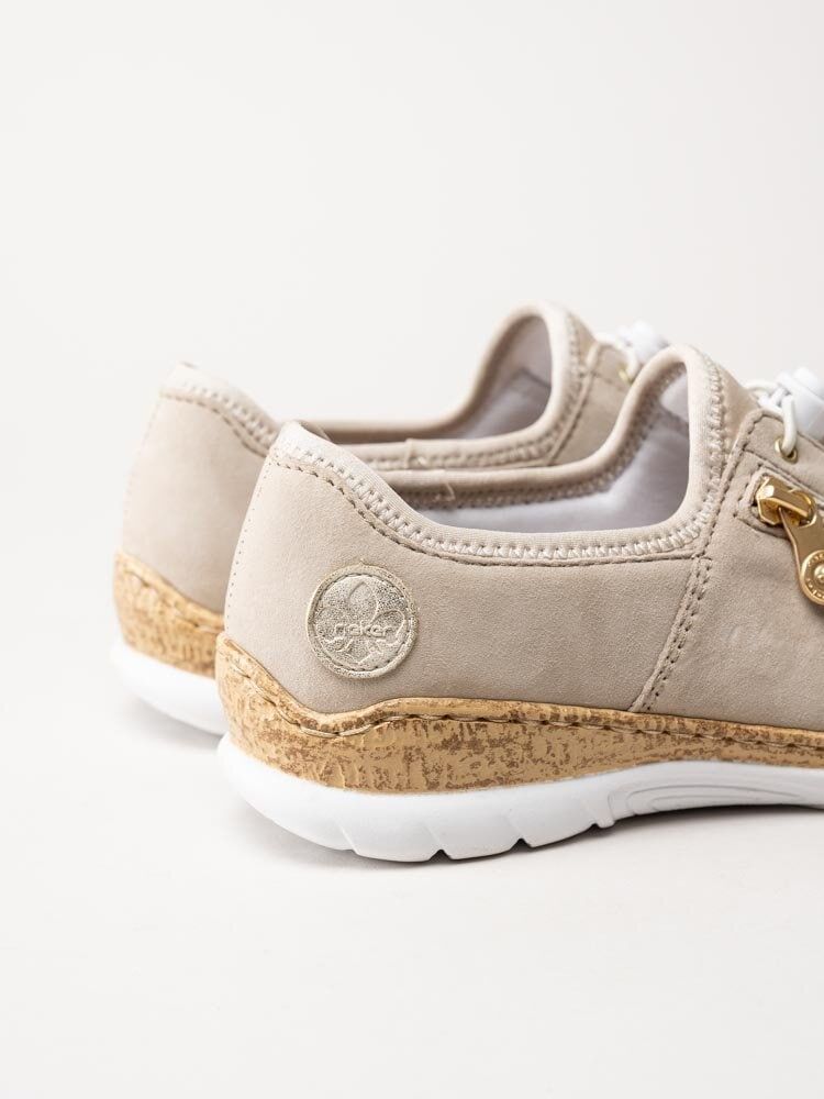 Rieker - Beige slip on skor i mocka