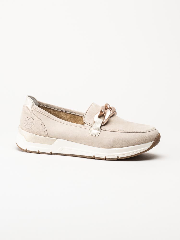 Rieker - Beige loafers i mocka