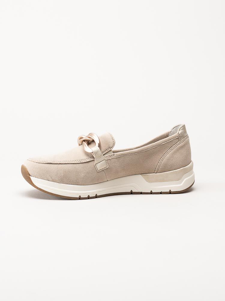Rieker - Beige loafers i mocka