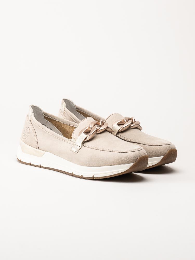 Rieker - Beige loafers i mocka
