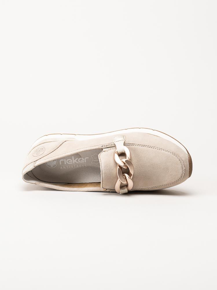 Rieker - Beige loafers i mocka