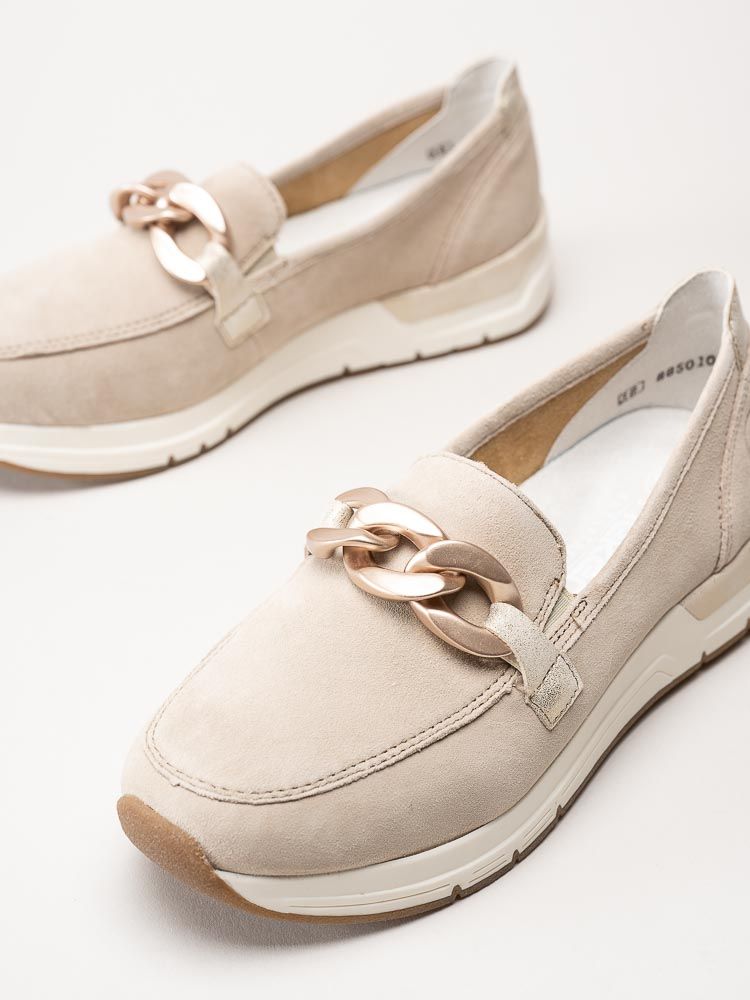 Rieker - Beige loafers i mocka