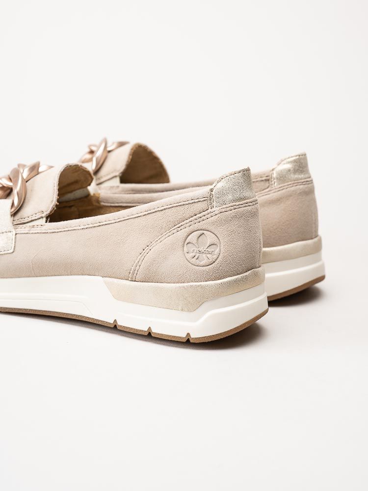 Rieker - Beige loafers i mocka