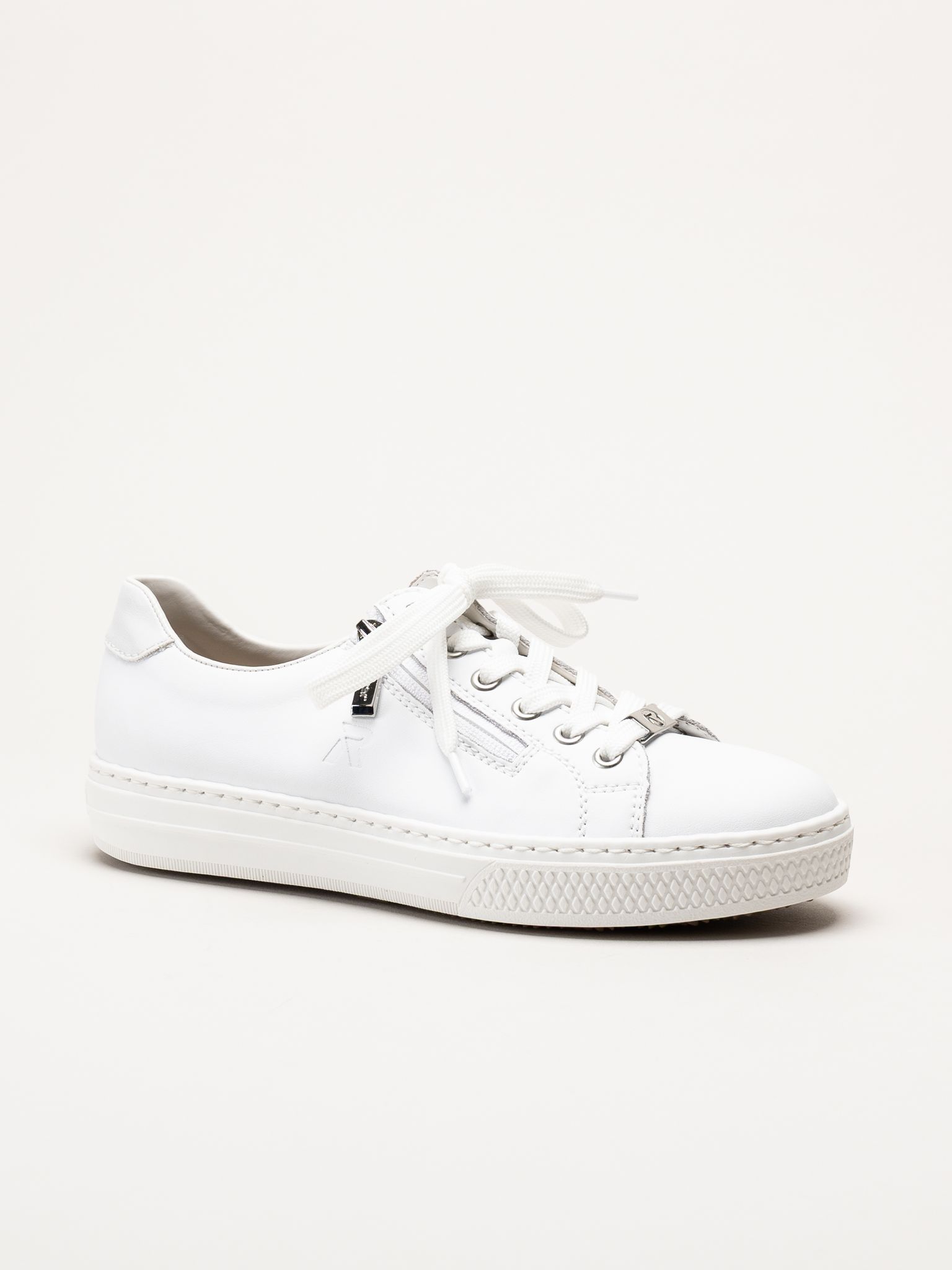 Rieker - Vita sneakers i skinn