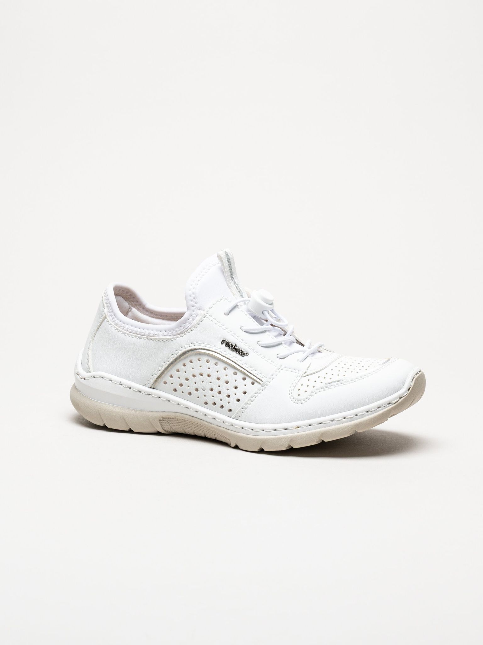 Rieker - Vita slip on skor i skinnimitation