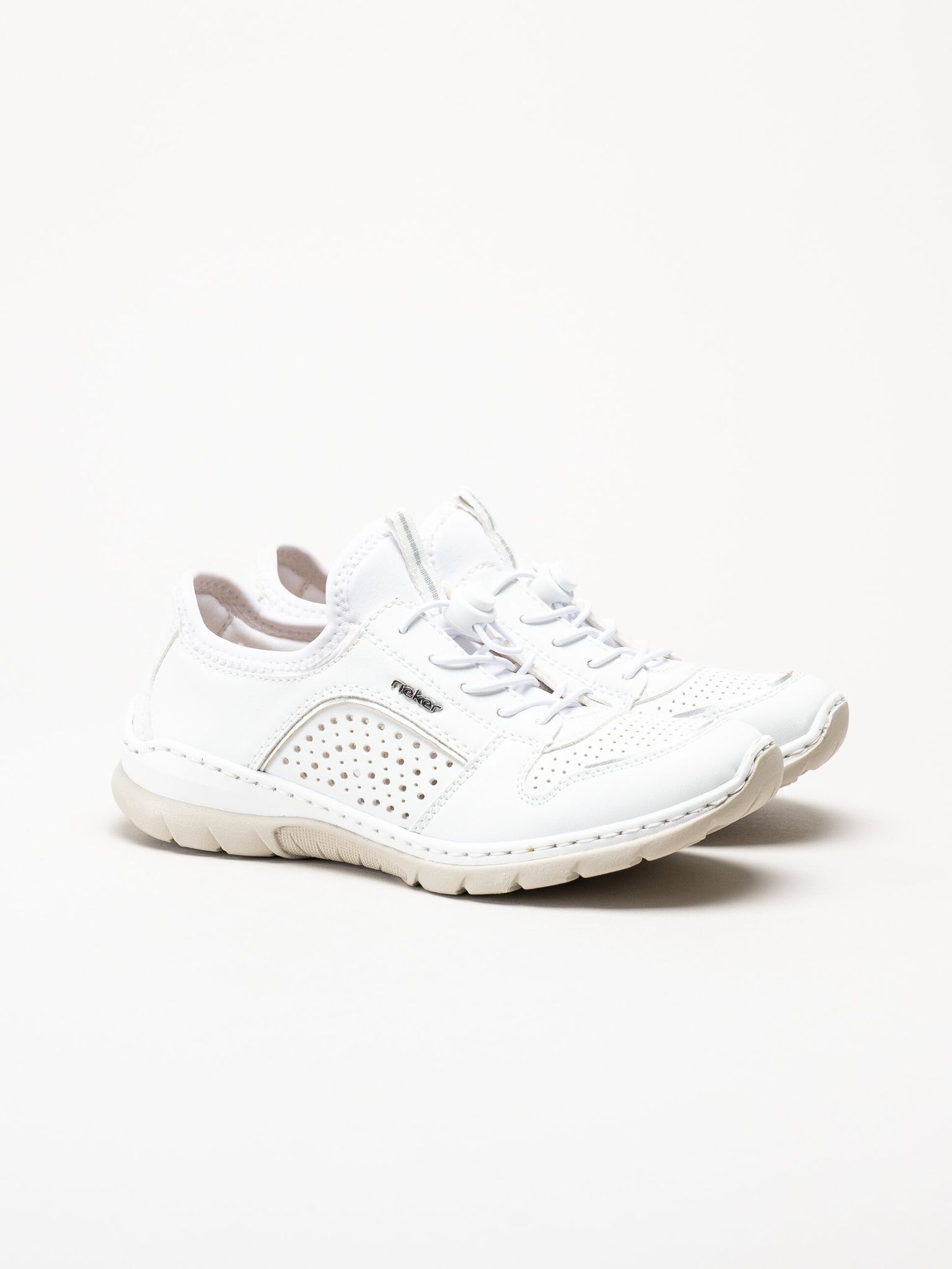 Rieker - Vita slip on skor i skinnimitation