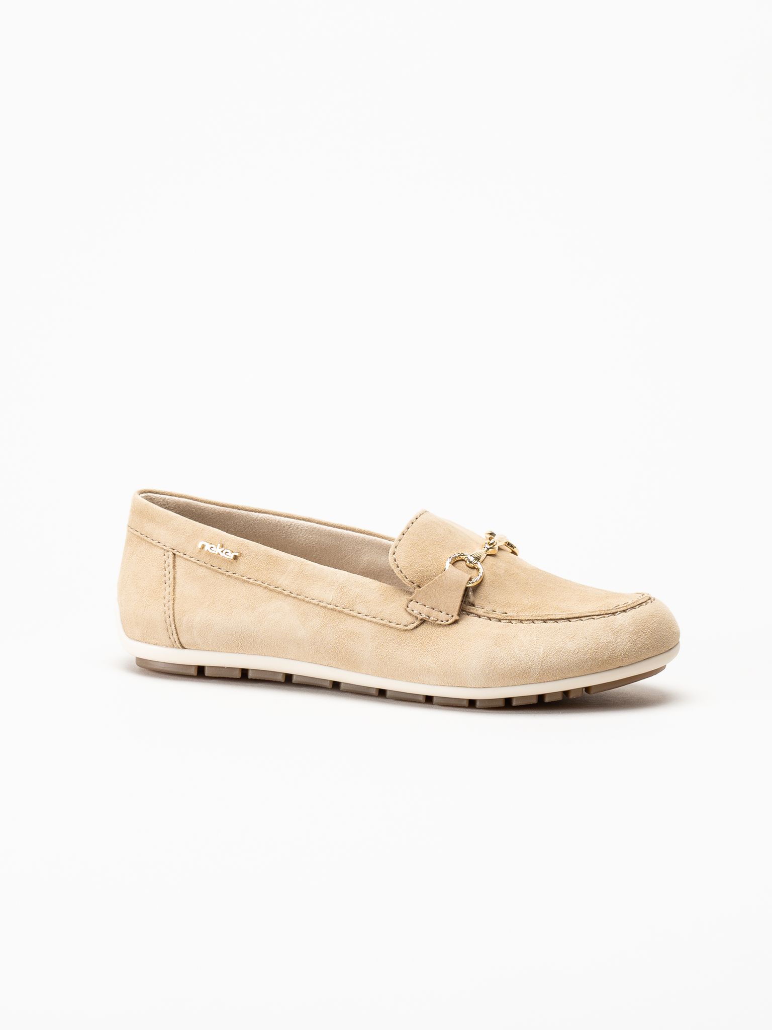 Rieker - Beige loafers i mocka