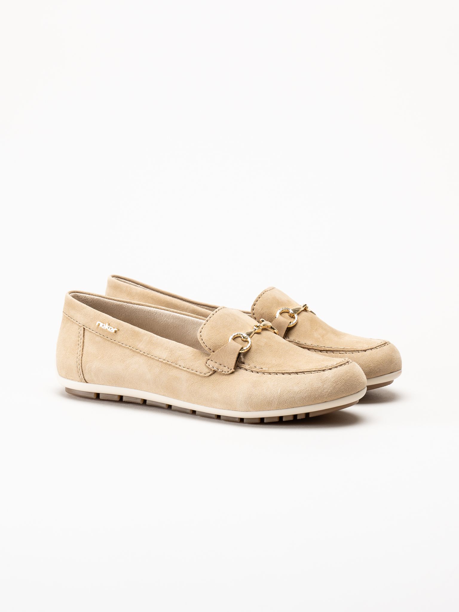 Rieker - Beige loafers i mocka
