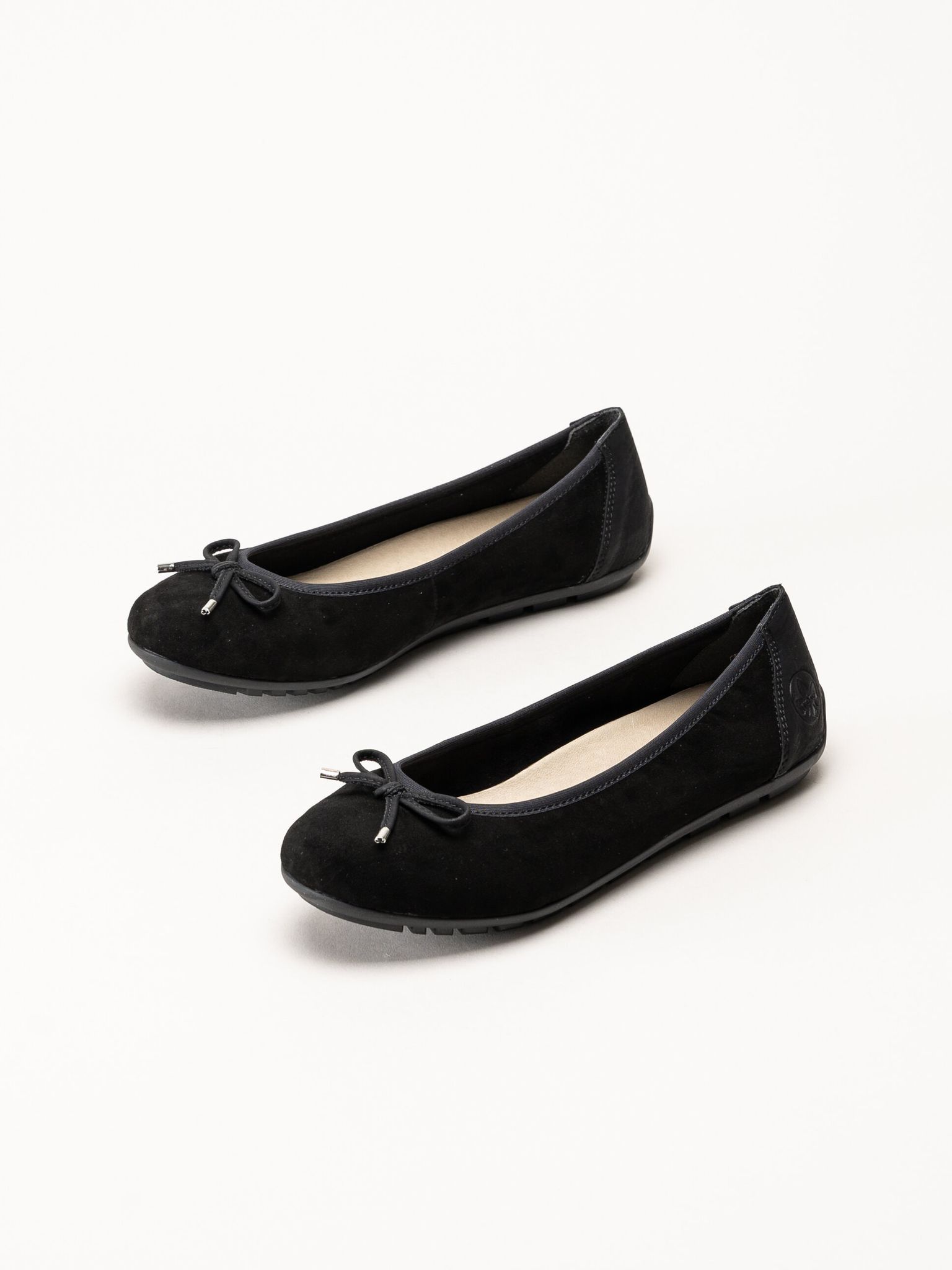 Rieker - Svarta ballerinaskor i mocka