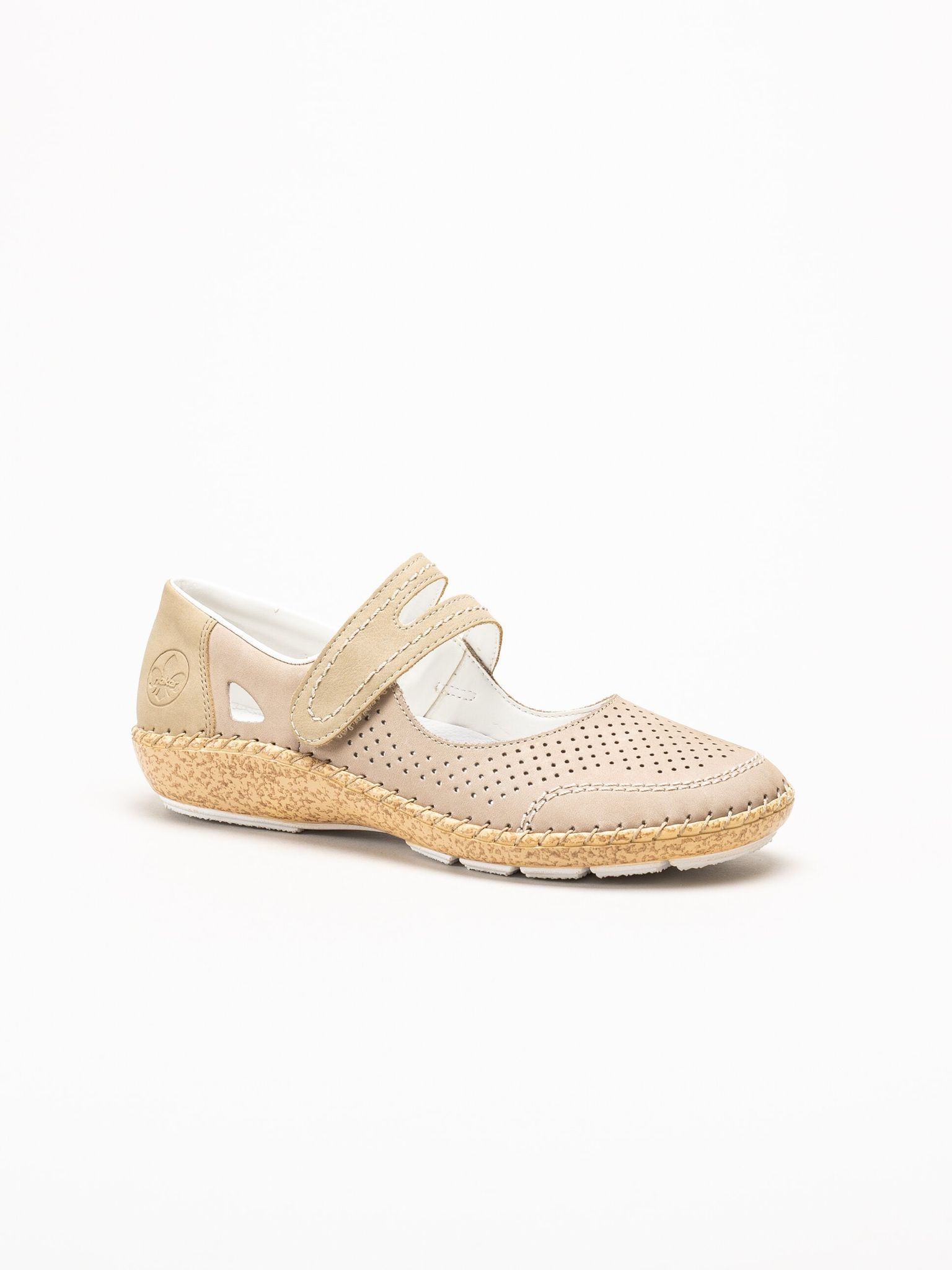 Rieker - Beige ballerinasko med sleif