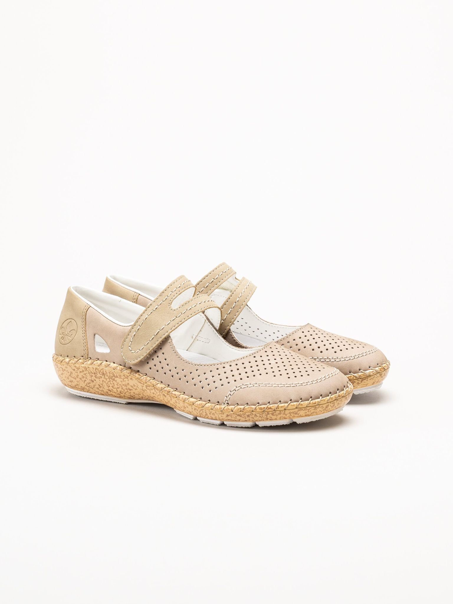 Rieker - Beige ballerinasko med sleif