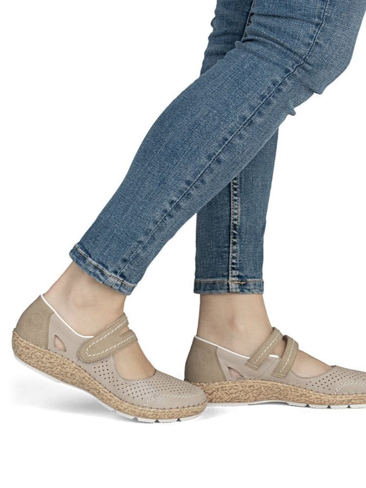 Rieker - Beige ballerinasko med sleif