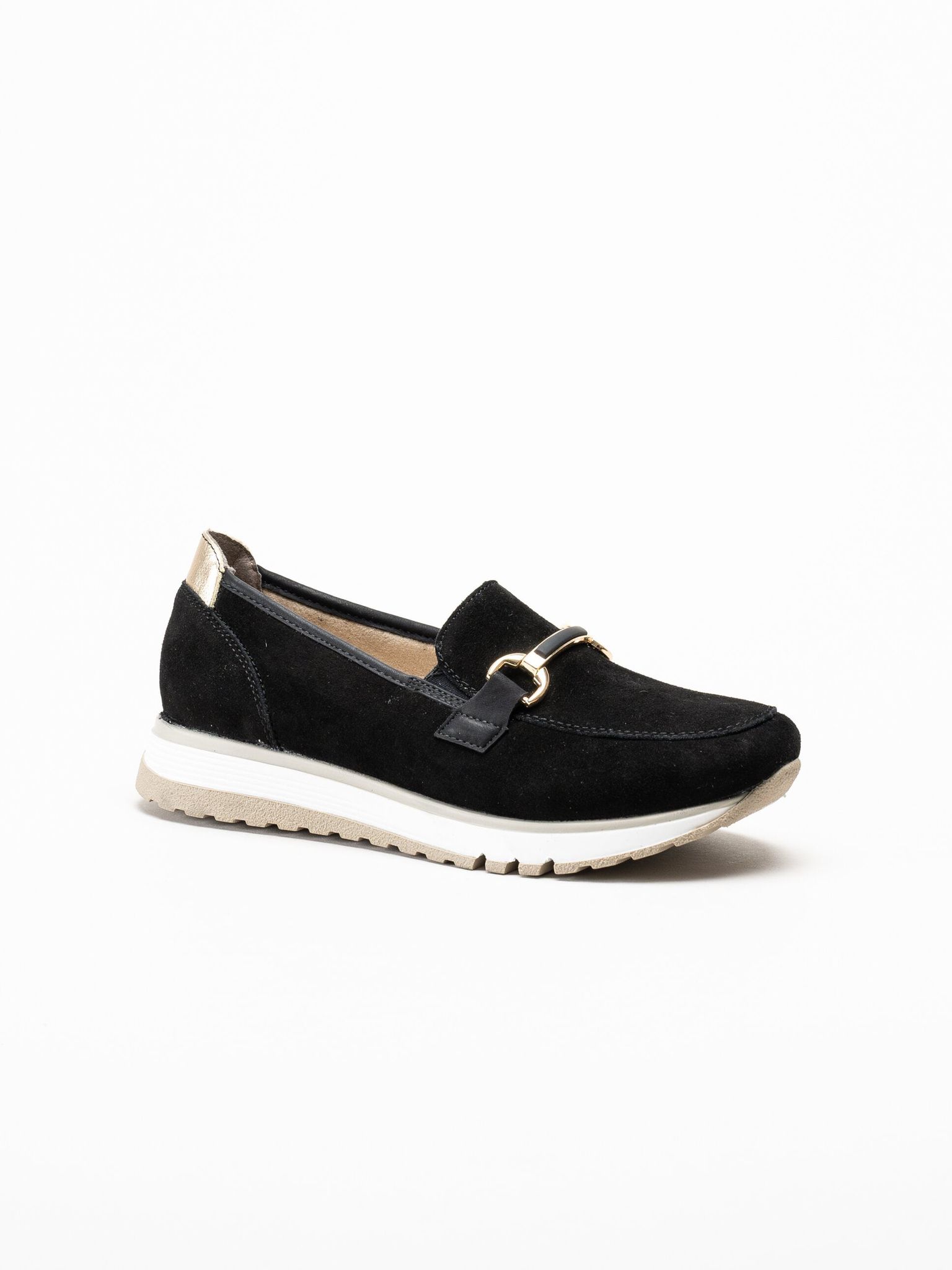 Rieker - Svarta loafers i mocka