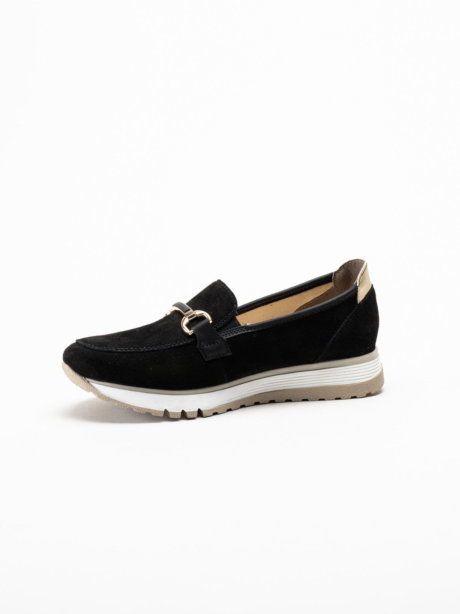 Rieker - Svarta loafers i mocka