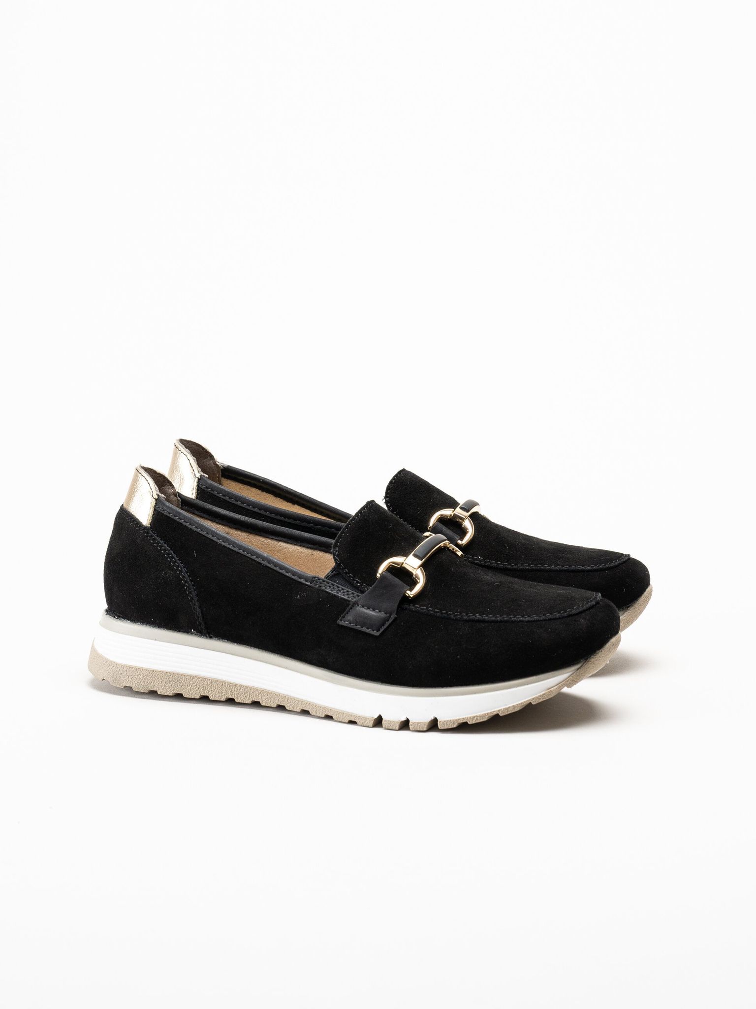 Rieker - Svarta loafers i mocka