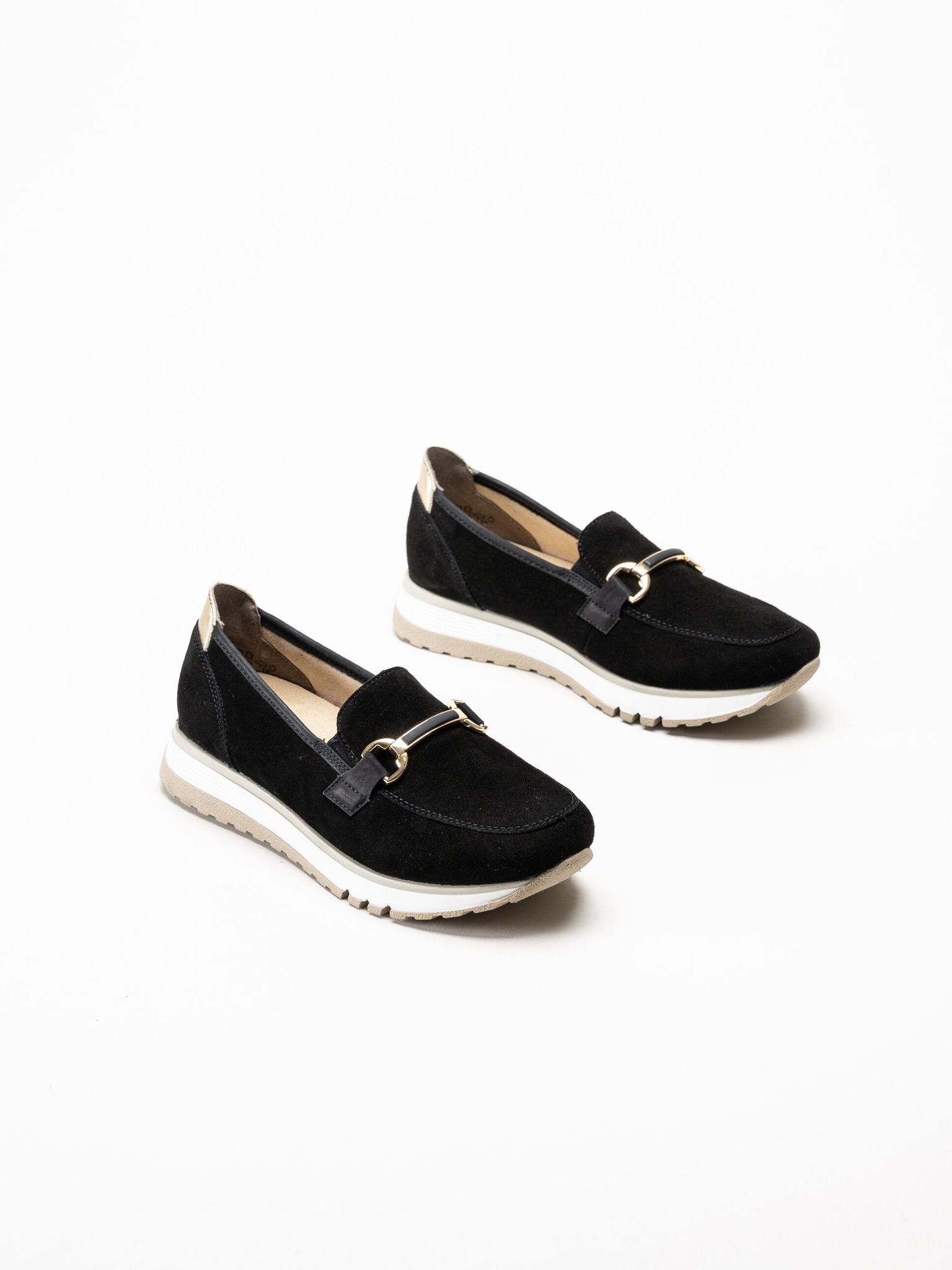 Rieker - Svarta loafers i mocka