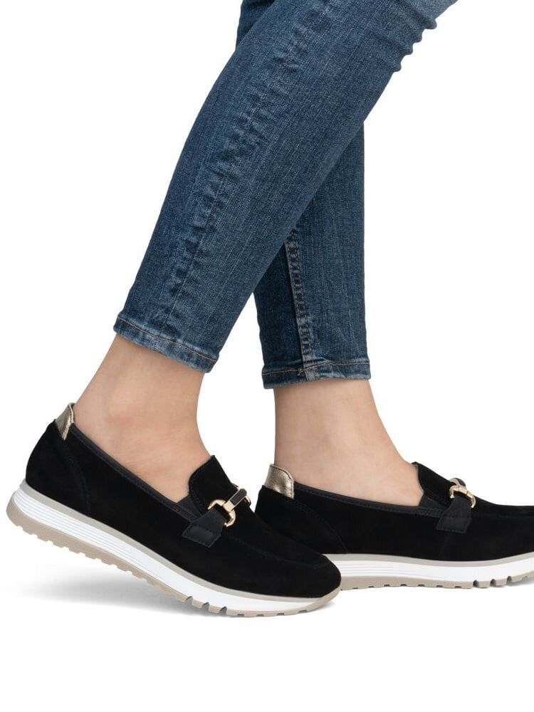 Rieker - Svarta loafers i mocka