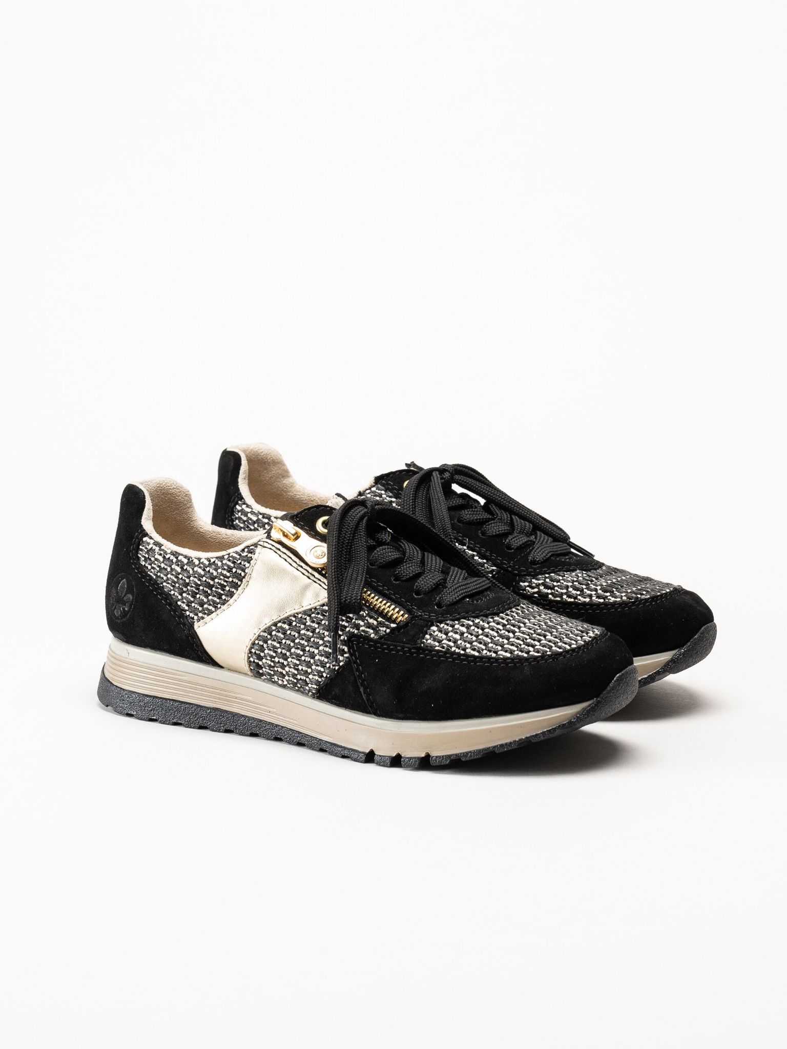 Rieker - Svarta sneakers i mocka och textil