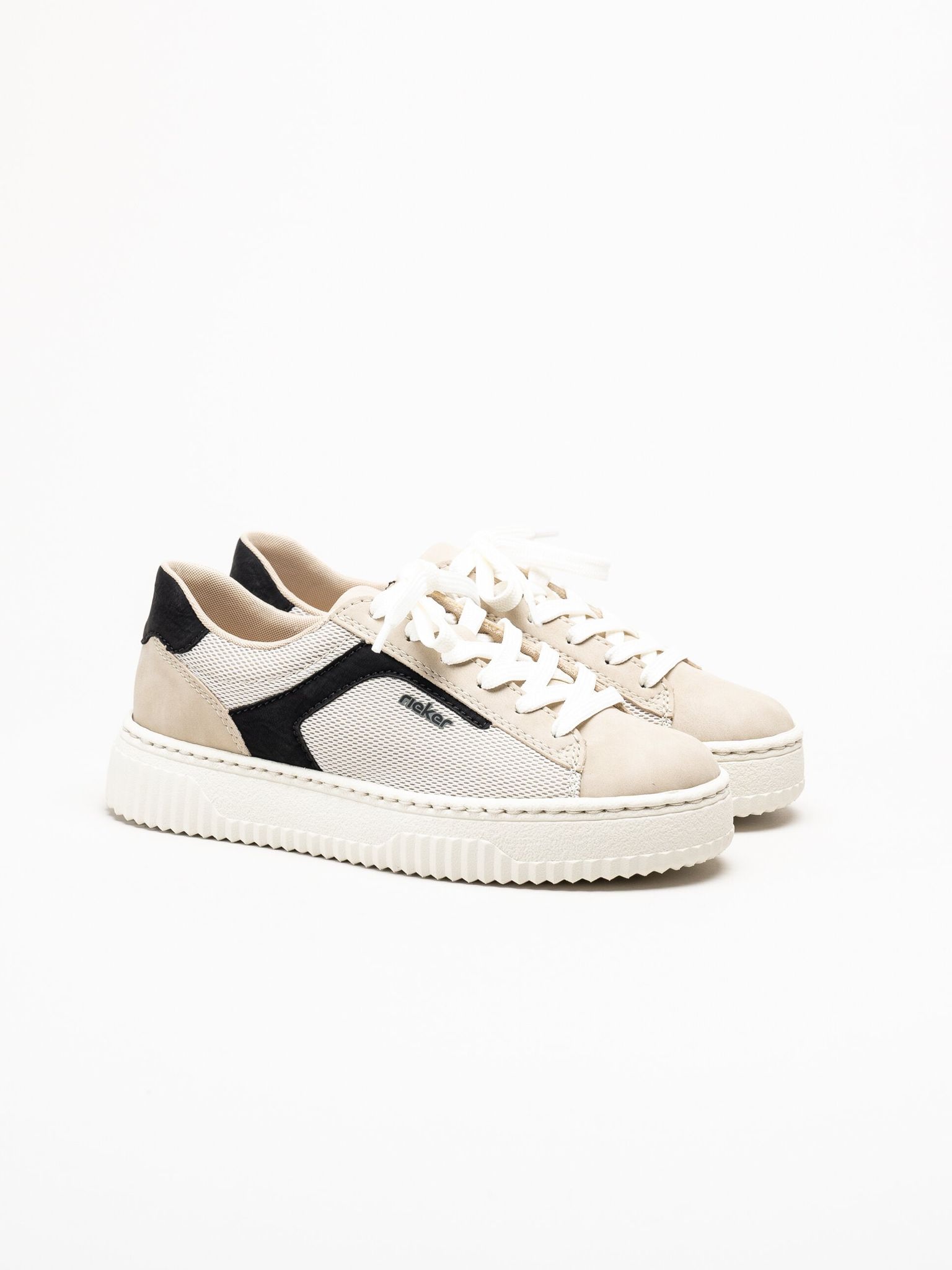Rieker - Beige sneakers i mesh