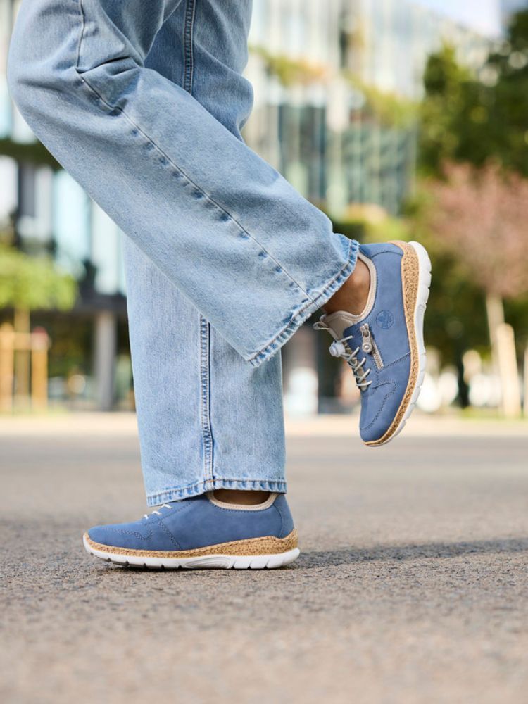 Rieker - Blå sneakers i skinnimitation